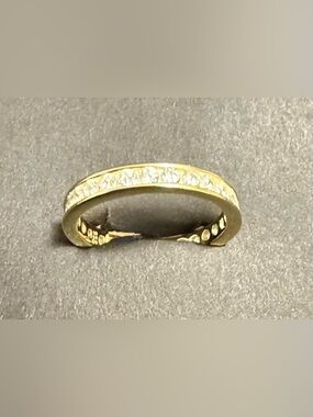 Fashion Jewelry Gold and Clear Crystal Pavé Half-Eternity Ring - Women Jewelry